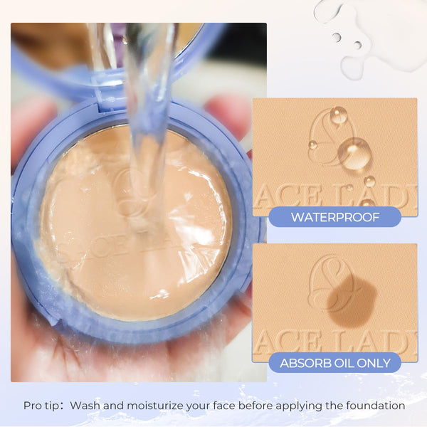 SACE LADY Face Powder Waterproof Sets Makeup, Controls Shine, Smooth Fine Lines for Flawless Lightweight Finish, Long Lasting Matte Compact