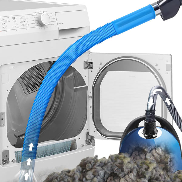 PetOde Dryer Vent Cleaner Kit, Flexible Dryer Lint Vacuum Attachment Compatible with Most Vacuum Cleaner, Blue 31.5 Inch Blue