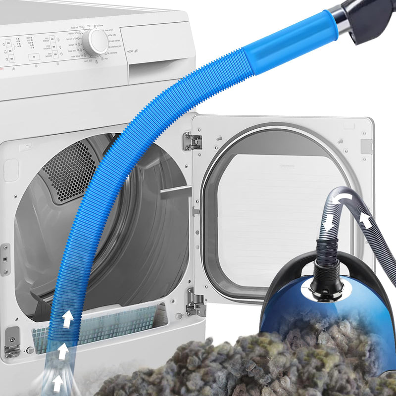 PetOde Dryer Vent Cleaner Kit, Flexible Dryer Lint Vacuum Attachment Compatible with Most Vacuum Cleaner, Blue 31.5 Inch Blue