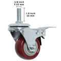 Finnhomy Swivel Caster Wheels 2 Inch Heavy Duty Threaded Stem Casters 3/8"-16x1 with Brake Set of 4 Premium Polyurethane Wheels PU Load Bearing