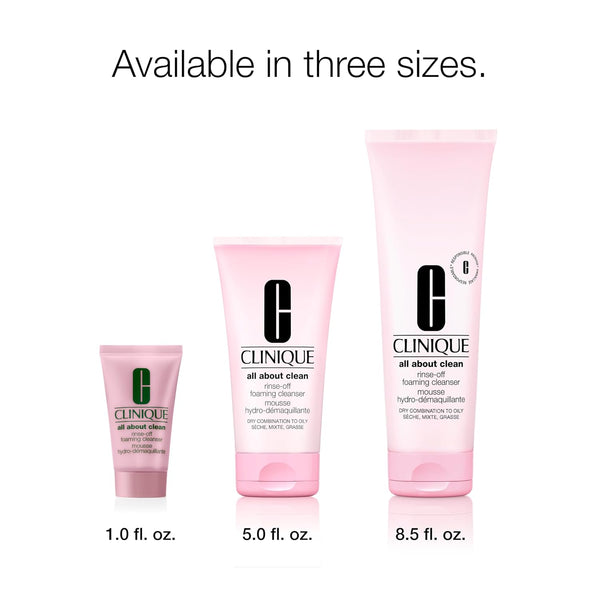 Clinique All About Clean Rinse-Off Foaming Face Wash | Face Cleanser With Hyaluronic Acid + Glycerin For Oily Skin Types | Dissolves Makeup +