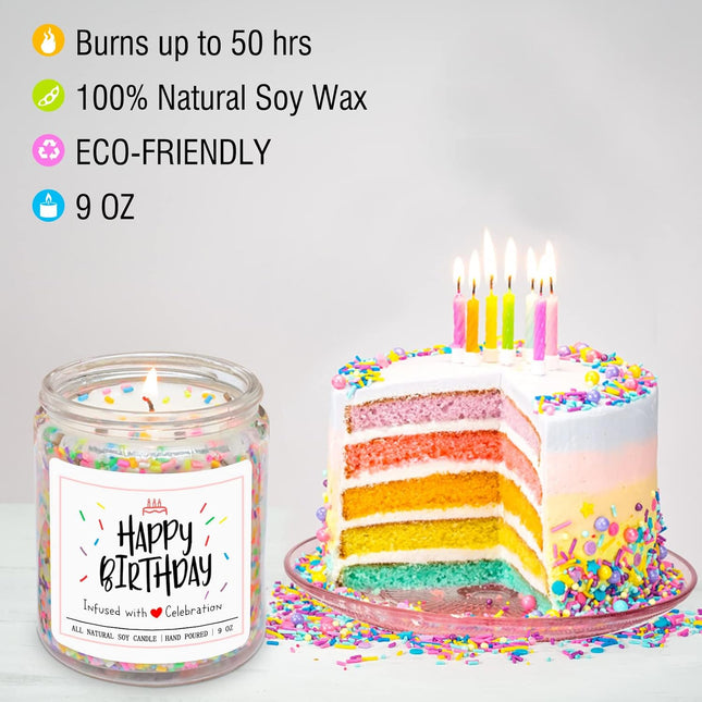 Homsolver Happy Birthday Gifts for Women Unique, Vanilla Cream Scent with Sprinkles Candy Birthday Candles for Her, Hand