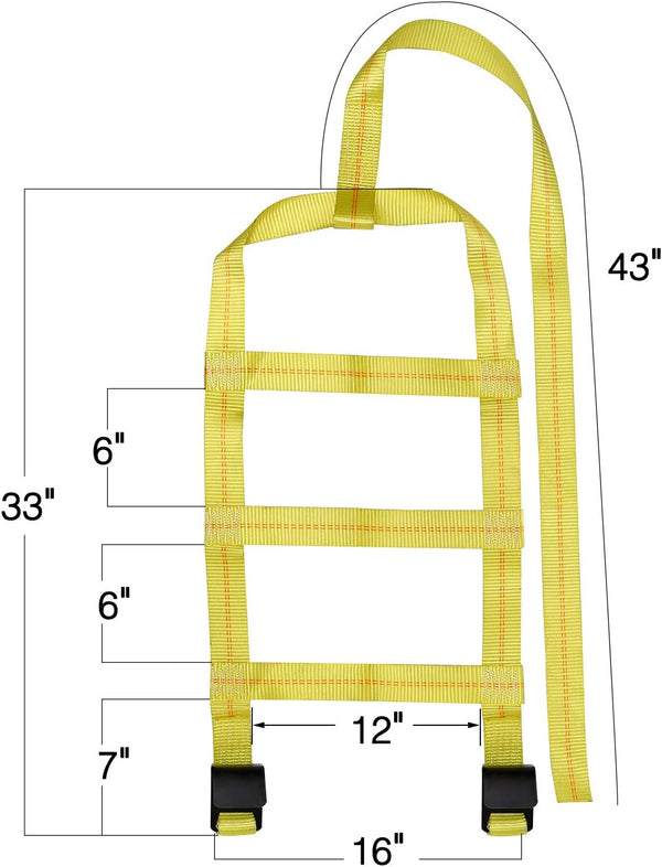 Trekassy Tow Dolly Straps for Car with Flat Hooks-2 Pack, Heavy Duty Car Tire Bonnet Net Fits 14"-17" Tires, 10, 000 Lbs Break Strength, Includes