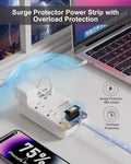 6 USB Travel Power Strip,4 Outlets,5Ft Extension Cord,Surge Protector,13A | 2 USB C,6 USB Charging Station,5Ft Braided Extension Cord,Surge