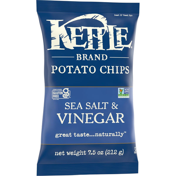 Kettle Brand Sea Salt and Vinegar Potato Chips, 7.5 Oz Sea Salt and Vinegar 7.5 Ounce (Pack of 1)