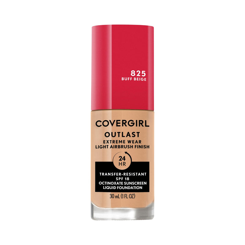 Covergirl Outlast Extreme Wear 3-in-1 Full Coverage Liquid Foundation, SPF 18 Sunscreen, Buff Beige, 1 Fl. Oz. 1 Fl Oz (Pack of 1) Buff Beige