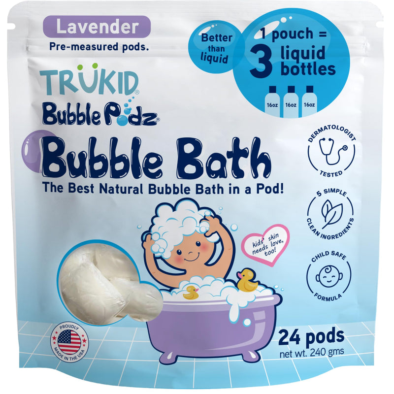 Trukid Bubble Podz Bubble Bath for Kids, Toddlers, & Babies, Tear Free Gentle & Refreshing Bath Bomb for Sensitive Skin with Natural Moisturizers,