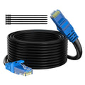 Adoreen Cat 6 Outdoor Ethernet Cable 150 Ft Black, High Speed Heavy Duty Long Internet Network Cable for POE Camera Cat 5 5e RJ45 LAN Patch Cable