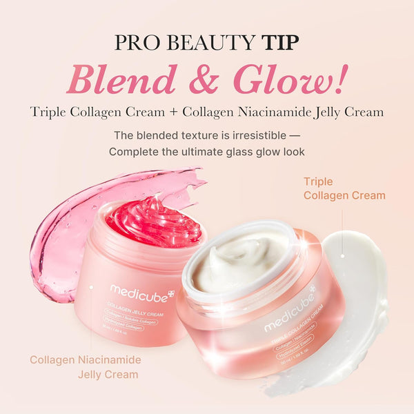 Medicube Triple Collagen Cream - Hydrating & Firming Moisturizer with Hyaluronic Acid, Premium Elastin, Shea Butter - Wrinkle Care & Boosts
