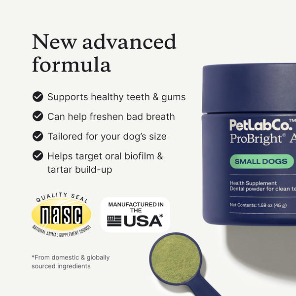 Petlab Co. Probright Advanced Dental Powder - Dog Breath Freshener - Teeth Cleaning Made Easy Ã¢ÂÂ Targets Tartar & Bad Breath - Formulated for