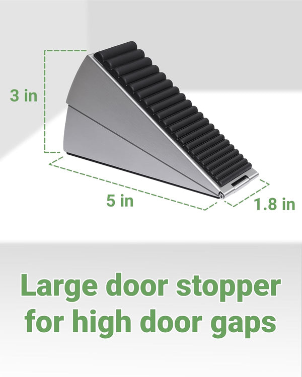 Large Door Stopper - Metal Door Wedge, Tall Door Stopper, Spring Rubber for Extra Strong Grip (Silver, 1 Pack) 1 Pack Silver