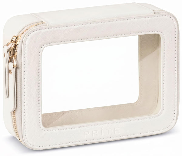Prite Clear Makeup Bag Travel Cosmetic Organizer Toiletry Case for Women Beige Standard - Single Layer