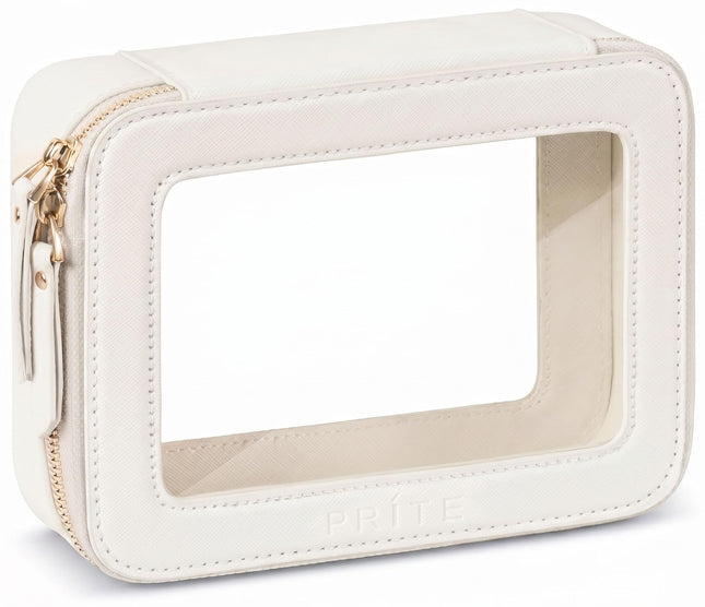 Prite Clear Makeup Bag Travel Cosmetic Organizer Toiletry Case for Women Beige S