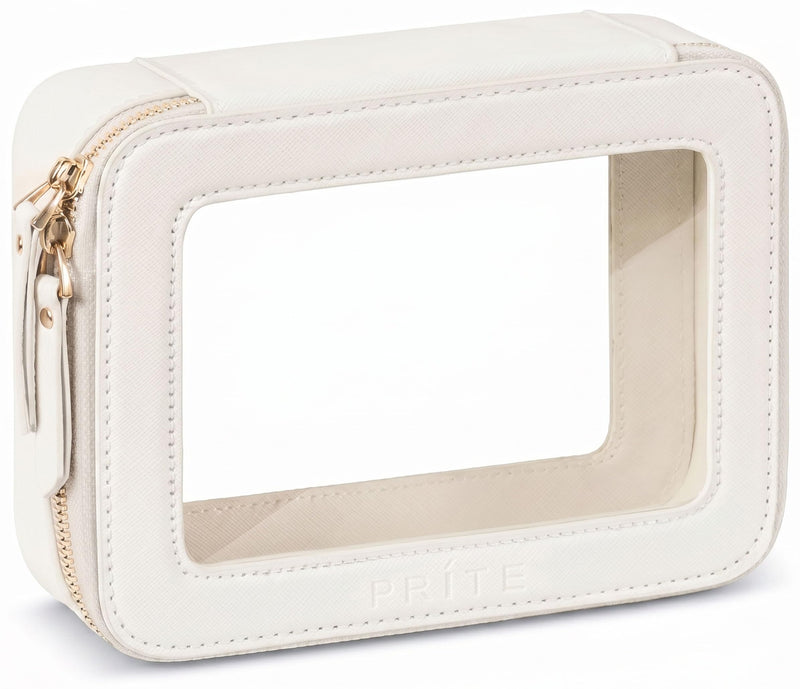 Prite Clear Makeup Bag Travel Cosmetic Organizer Toiletry Case for Women Beige Standard - Single Layer