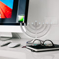 Rite Lite Go Mini Metallic Electric Menorah - LED Battery/USB Powered Chanukah Jewish Holiday - Office Car Home Decorations Judaica Hanukkah