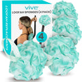 Vive Loofah Sponge Replacement (4 Pk) Shower & Bath Pouf Scrubber for Back & Body Exfoliation, Works with Vive Interchangeable Loofa Handle Long