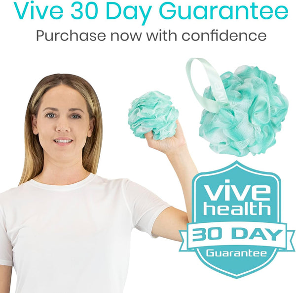 Vive Loofah Sponge Replacement (4 Pk) Shower & Bath Pouf Scrubber for Back & Body Exfoliation, Works with Vive Interchangeable Loofa Handle Long