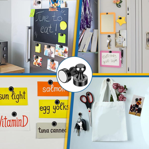 LOVIMAG Fridge Magnets 12 Pack Magnet Refrigerator Locker Whiteboard Black Black 12 pcs