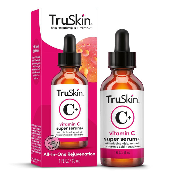 TruSkin Vitamin C Super Serum for Face - Five Skin Benefits in One Serum with Vitamin C, Retinol, Niacinamide, Hyaluronic Acid & Squalane -