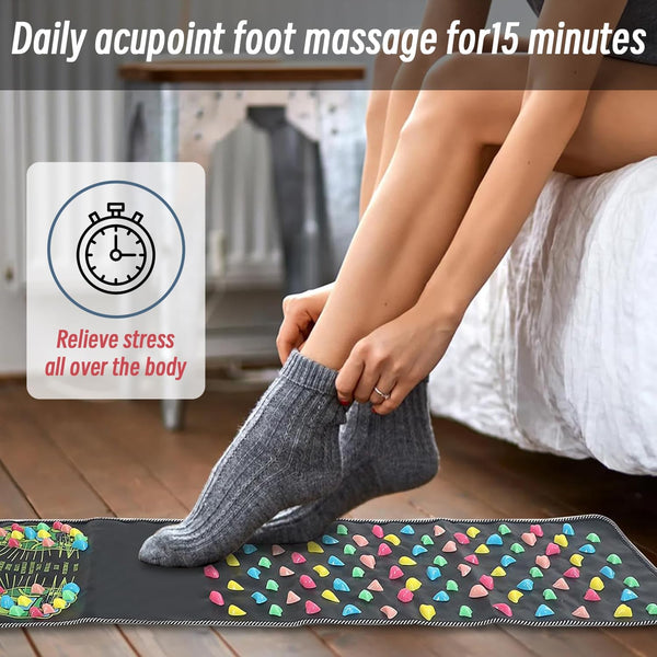Foot Massage Pad Reflexology Mat Acupuncture Mat for Leg Reflexrelief Foot Pressure Point Massager Ease Muscle Anti Fatigue Office Standing(47.2 *
