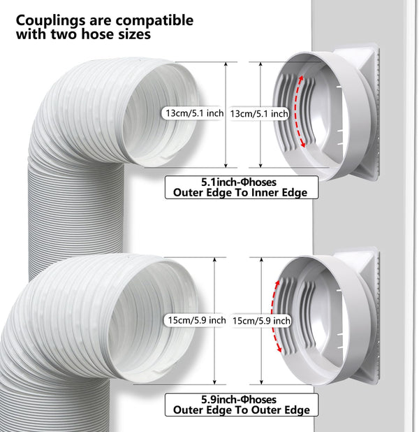 95" Sliding Door AC Vent Kit with Φ 5.9"AC Hose Filter Screen & Weather Stripping Universal 5.0/5.9 Inch Coupler for Window/Sliding Glass Door