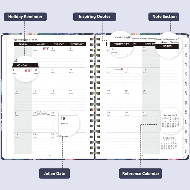 2025-2026 Academic Planner, July 2025 - June 2026, Weekly and Monthly Planning Book, Hard Cover Calendar Planner with Ta