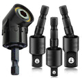 Right Angle Drill Adaptor,4-in-1 Impact Drill Bit Extension,360° Rotatable 1/4 3/8 1/2" Impact Grade Socket Adapter Set,105 Degree Angle