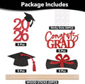 20 PCS Graduation Decorations Class of 2025, Black and Red Double-Sided Centerpieces, Grad Cap Sticks, Table Toppers, Graduation Party Decorations