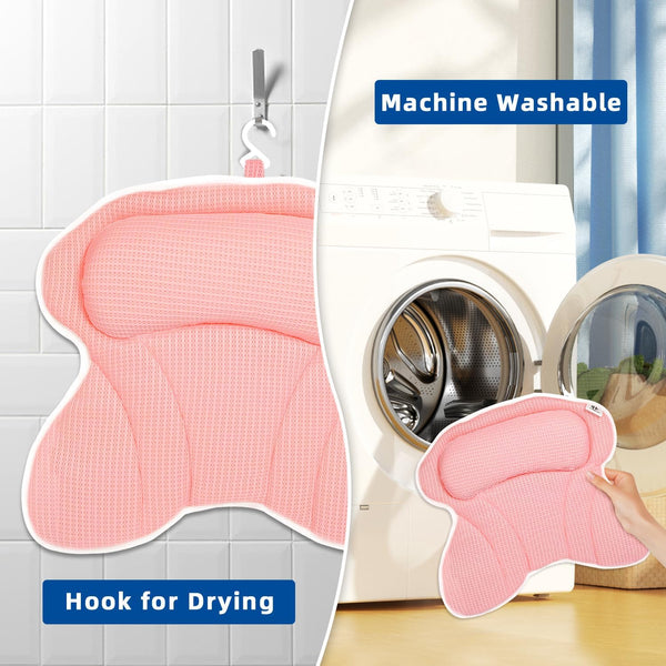 Bath Pillow, Bath Pillows for Tub Neck and Back Support, Bathtub Pillows for Head and Neck with 6 Strong Non-Slip Suction Cups, 4D Air Mesh, Bath