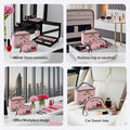 AmBealla Travel Makeup Bag Large Cosmetic Bags with Brush Holder,Pink Waterproof 2PCS Portable Cosmetic Case for Women,Toiletry Storage Bag for