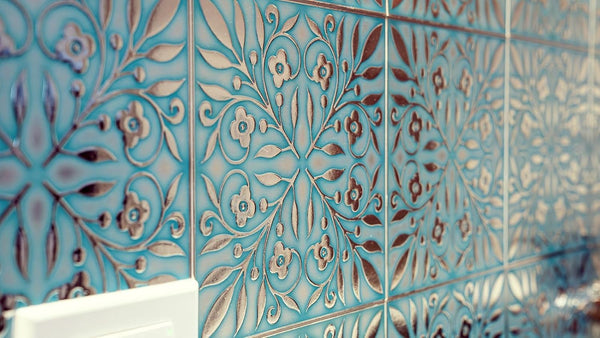Main Street Peel and Stick Wallpaper Tiles, Teal & Silver Leaves, 24-Pack | 8"x8" tiles, covers 10.67 sq ft. Peel-and-stick paper, no extra