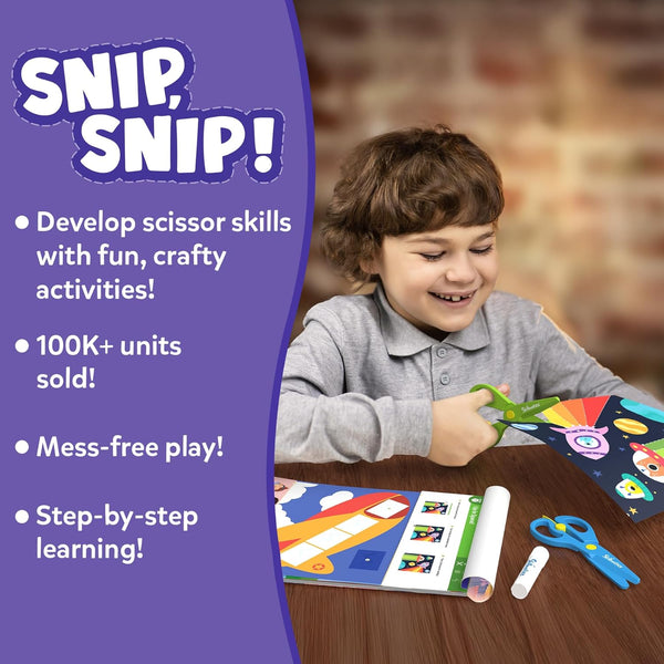Skillmatics Scissor Skills Activity Book - Snip, Snip, Art & Craft Kit for Kids, 2 Child-Safe Scissors, 25 Fun Activities, Tiktok Viral Sensation,