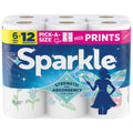 Sparkle Pick-A-Size Paper Towels, Spirited Print Design, 6 Double Rolls (660 Sheets Total) - Strong 2-Ply Towels for Kitchen Cleanup and Everyday