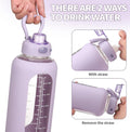 SIEROZUR 64 oz Glass Water Bottle with Straw and Handle Half Gallon Large Water Bottle with Silicone Sleeve and Time Marker Sports Water Jug Wide