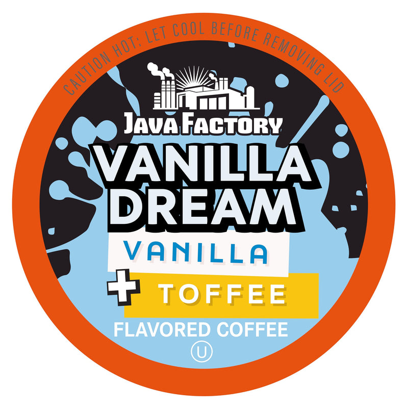 Java Factory Coffee Pods Vanilla Flavored Coffee Compatible with K Cup Brewers Including 2.0, Vanilla Dream, 80 Count Vanilla 80 Count (Pack of 1)