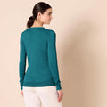 Amazon Essentials Women's Lightweight Long-Sleeve V-Neck Sweater Regular Teal Heather Small