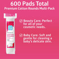 Simply Soft Premium Cotton Rounds, 100% Pure Cotton, Absorbent Cotton Pads, 100 Count (Pack of 6)
