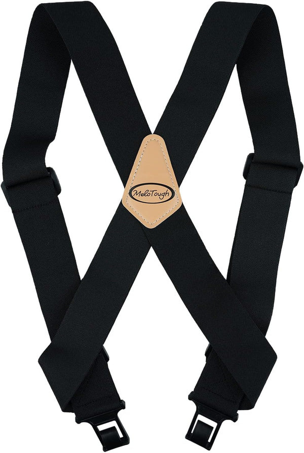 MELOTOUGH Belt Clip Suspenders For Men Heavy Duty, Outback Side Clip/Trucker Men's Suspenders with 2inch Width Elastic Black