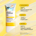 IT Cosmetics Hello Sunshine Hydrating Sunscreen SPF 50 (1.69 fl oz) | 3-in-1 Daily Face Sunscreen + Hydrating Serum + Makeup Primer - No White
