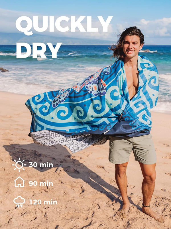 OCOOPA Microfiber Beach Towel For Swimming Pool, Camping, Picnic, Yoga Gym Sports, Fast Drying Extra Large 71" x 32" Sand Free Super Lightweight