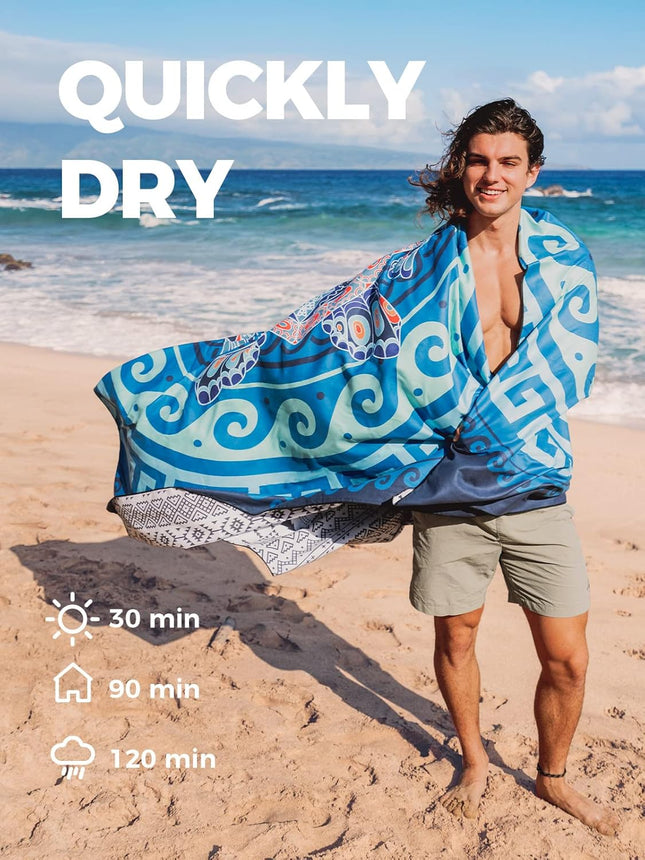 OCOOPA Microfiber Beach Towel Fast Drying, Extra Large 63" X 31" Sand Free Beach Towel Super Lightweight Towels for Swim