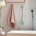 BEDELITE Back Scrubber for Shower, Long Handle 16.4 Inches, Blue, 1 Pack | Soft Back Brush for Shower, Exfoliating Scrubber, Non-Slip Curved Long