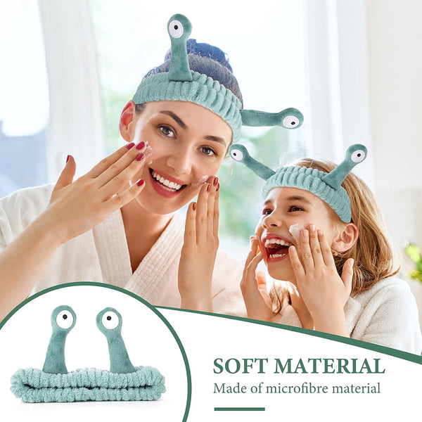 Molain Face Wash Headband, Palm and Snail Spa Hair Bands Makeup Headbands Women Cartoon Cute Coral Fleece Elastic Headband Creative Hair