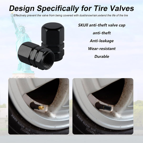 Aluminum Tire Stem Valve Caps Wheel Valve Covers Car Dustproof Tire Cap Cover Accessories, Universal for SUV, Car, Bike and Motorcycle, Hexagon