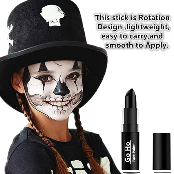 Go Ho Makeup Clown Black Cream-Blendable Stick - Face Body Paint for Professional SFX, Cosplay Costume - Safe Facepaint, Nose & Lip Smacking, Eye