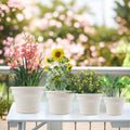 Pottiffe 10 Inch Plastic-Flower-Pot-for-Indoor-Plants, 4 Pack Large Outdoor Planter Pot with Drainage Holes & Saucers, Resin Decorative Garden