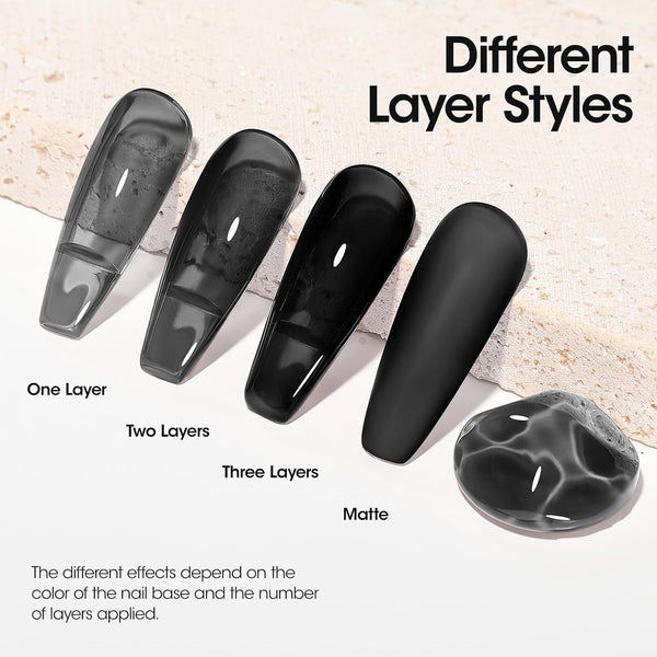 GELLEN Black Gel Nail Polish 18ML 1Pc Sheer Classic Black Gel Polish Soak off UV Light Translucent Nail Polish Salon DIY Nail Art Manicure at Home