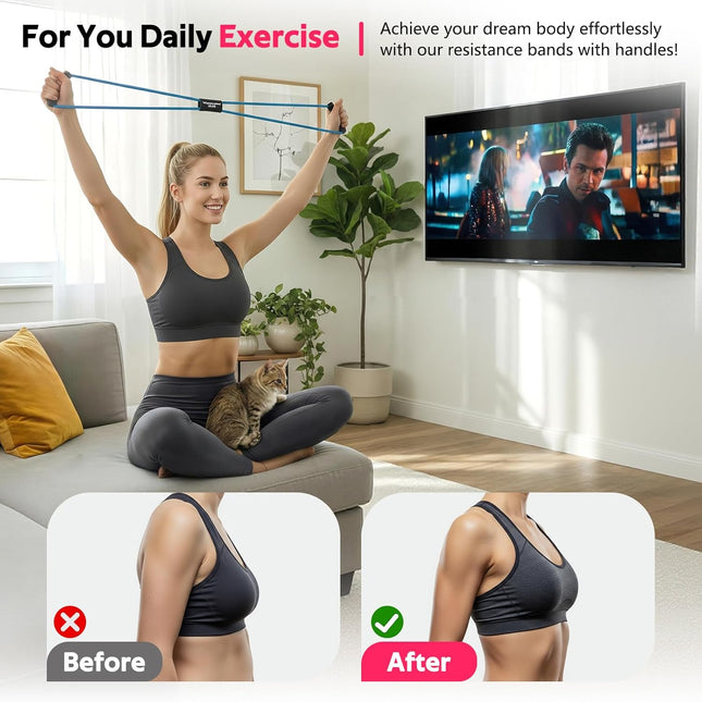 RENRANRING Figure 8 Fitness Resistance Bands with Handles - Exercise Tube Band S