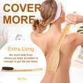 Exfoliating Back Scrubber for Shower with Curved Long Handle, 16.7 Inches Bamboo Body Brush with Natural Bristles for Wet or Dry Brushing, Body