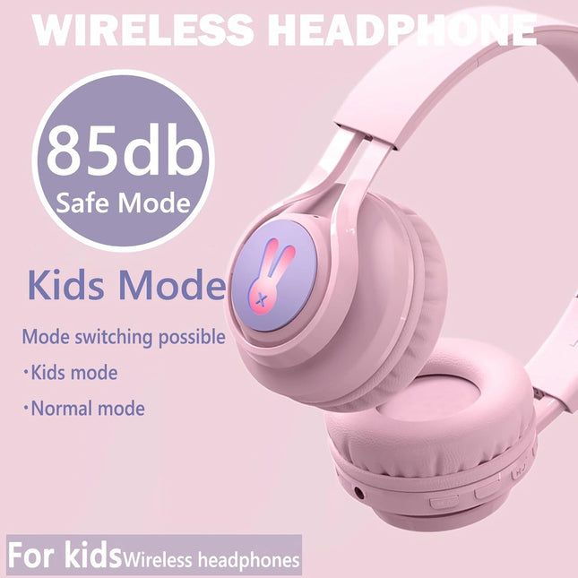 Kids Bluetooth Headphones,85db Volume Limit,Hearing Protection,Wireless Headphones with Mic,Music,Chat,Kids Mode,Normal 